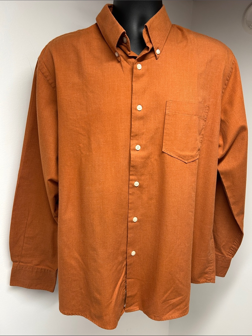 Dockers Men's Burnt Orange Rust Long Sleeve Button Down Shirt